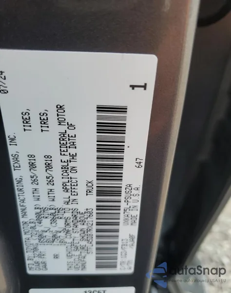 2024 Toyota Tundra Crewmax Sr из США, поврежденный, VIN 5TFLA5DB7RX217603